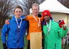 From left to right: 2nd Jack Martin (Stockport), winner Dan Garbutt (Durham City)  and Yared Hagos (Wallsend) 3rd in the senior mens North Eastern Cross Country, Champs., Temple Park, South Shields. Photo: David T. Hewitson/Sports for All Pics